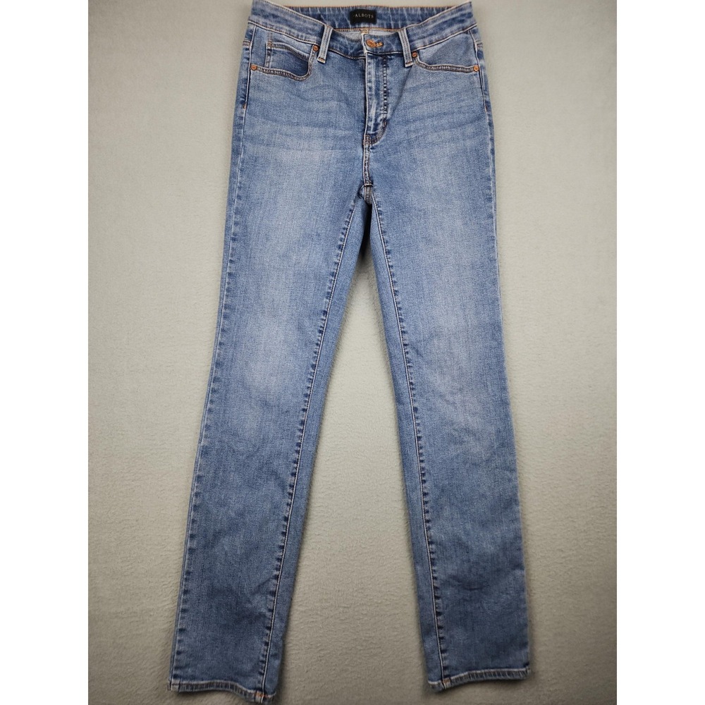 Talbots Straight Leg Jeans Womens 10 Blue Light Wash Mid Rise Stretch Denim
